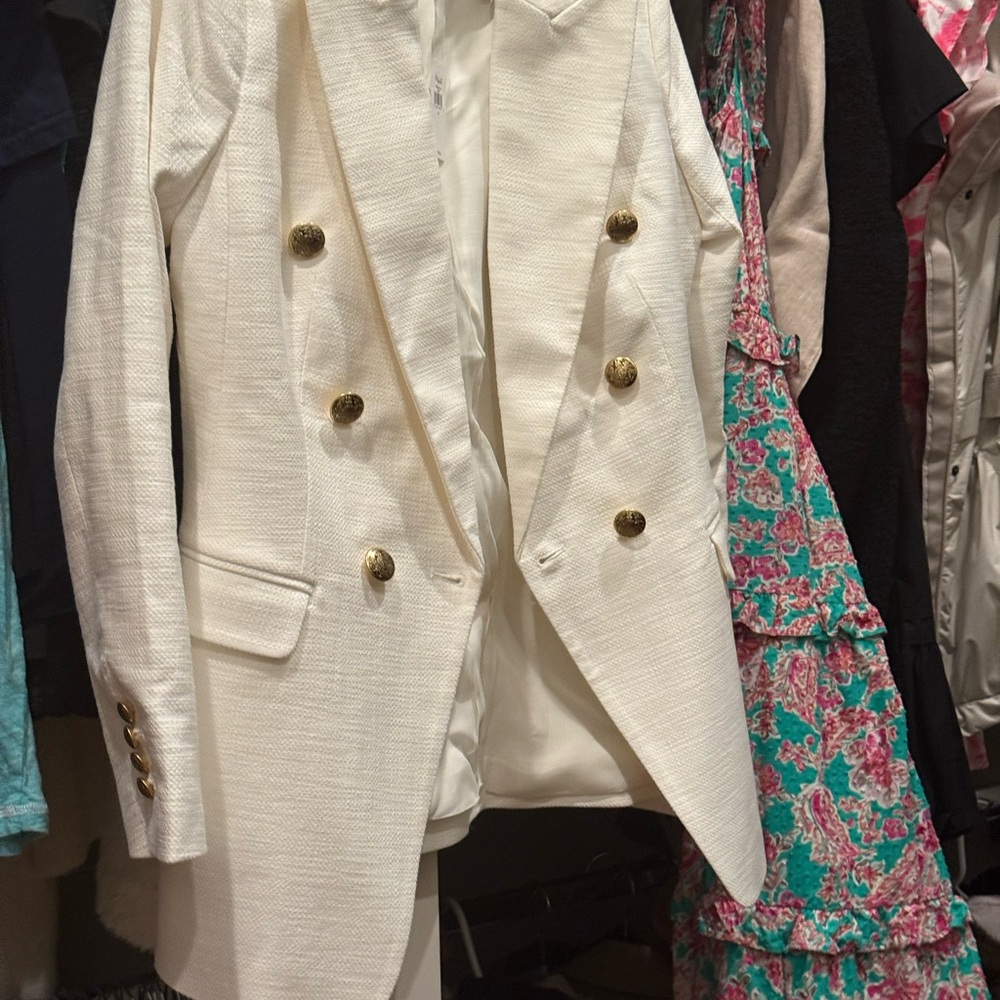 Banana Republic Gold and White Blazer Luxurious Texture
